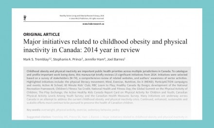 Major Initiatives Related to Childhood Obesity and Physical Inactivity in Canada: 2014 Year in Review