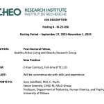 CHEO-RI is hiring a Post-Doctoral Fellow!