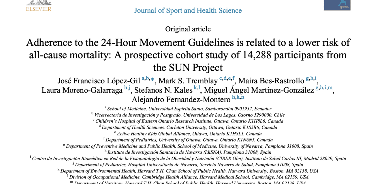 Adherence to the 24-Hour Movement Guidelines is related to a lower risk of mortality: a prospective cohort study of 14,288 participants from the SUN Project